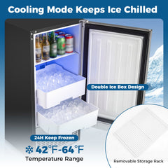 Commercial Under Counter Ice Maker 90 lbs/Day Built-in Freestanding Ice Making Machine