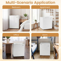 Compact Mini Fridge with 7-Level Adjustable Thermostat-White
