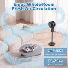 Compact Oscillating Standing Fan with 70° Oscillation and 90° Tilt for Home Office-Black