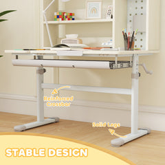 Kids Desk Height Adjustable with Tilted Desktop, Storage, Drawer, Pegboard, for 3-12 Years