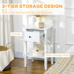 Side Table Set of 2, End Tables with Drawer and Bottom Shelf, 2-tier Nightstand for Bedroom, Living Room, Black