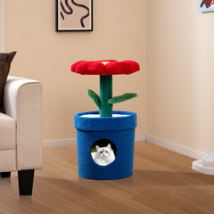 28.5 Inch Flower Cat Tree with a Petal Perch and a Planter Shaped Condo