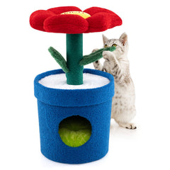 28.5 Inch Flower Cat Tree with a Petal Perch and a Planter Shaped Condo