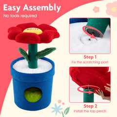 28.5 Inch Flower Cat Tree with a Petal Perch and a Planter Shaped Condo