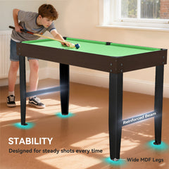 55" Mini Pool Table, Pool Game Billiard Table Set with 2 Cues, 16 Balls, 2 Chalks, Triangle, Brush, Green