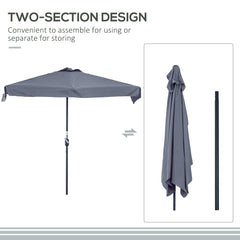 9.8ft Half Umbrella Semi Round Patio Parasol with Crank Handle, Top Vent for Garden, Balcony- NO BASE INCLUDED, Green