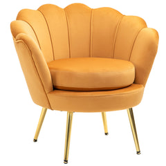 Modern Accent Chair, Velvet-Touch Fabric Leisure Club Chair with Gold Metal Legs for Bedroom, Dark Green