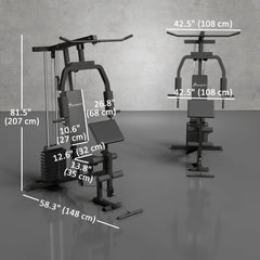 Multifunction Home Power Exercise Gym System Weight Training Exercise Workout Station Fitness Strength Machine for Whole Body Training Black