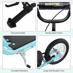 Youth Kick Scooter with Adjustable Handlebar and 16'' Inflatable Rubber Wheel for Kids and Teens 5+ Year Old, Black