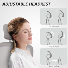 Ergonomic Mesh Office Chair, High Back Desk Chair with Rotatable Headrest, Flip-Up Armrests, Lumbar Support, Black
