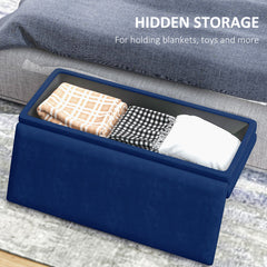 39" Storage Ottoman, Velvet End of Bed Bench with Steel Legs, Foot Stool with Storage for Bedroom, Living Room, Beige