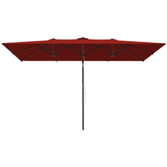 Double-Sided Patio Umbrella Parasol with Tilt, Adjustable Height, Vents and 12 Ribs, for Garden, Deck, Pool, Wine Red