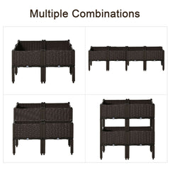 2-piece Raised Garden Bed PP Raised Flower Bed Plant Stand Stackable Vegetable Herb Grow Box
