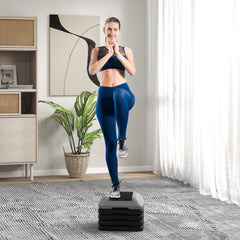 5-Level Height Adjustable Stepper, Aerobic Exercise Step Platform, 4" 6" 8" 10" 12", Blue