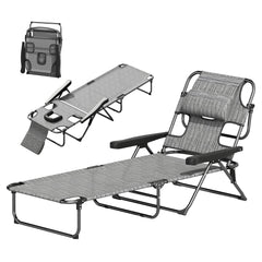 Folding Lounge Chair w/ Reclining Back, Cream White