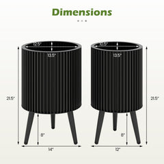 Decorative Flower Pots with Stand and Drainage Holes Set of 2-S