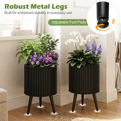 Decorative Flower Pots with Stand and Drainage Holes Set of 2-S