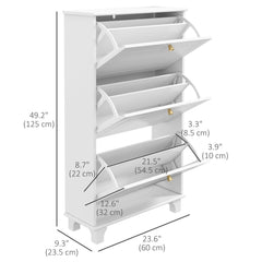 Narrow Shoe Storage with 3 Flip Drawers and Adjustable Shelves, Shoe Cabinet Organizer for 12 Pairs of Shoes, Black