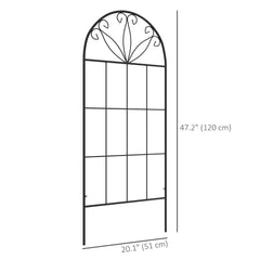 Metal Garden Trellis Pack of 2 for Climbing Plants, Arched Grid Trellis Panels, 20" x 60", Black