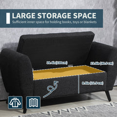 Upholstered Storage Bench with Arms, Modern Ottoman Bench for Bedroom, Entryway, and Living Room, Black