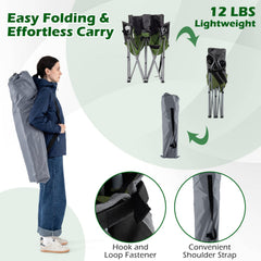 Double Camping Chair with Carry Bag Cup Holders-Green