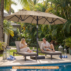 Double-Sided Patio Umbrella with Push Button Tilt Crank Handle-Coffee