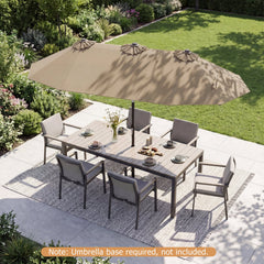 Double-Sided Patio Umbrella with Push Button Tilt Crank Handle-Coffee