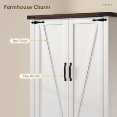 53.5" Pantry Cabinet, Kitchen Storage Cabinet with Adjustable Shelves, 6 Door Spice Racks for Dining Room, White