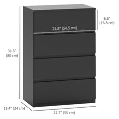 4 Drawer Chest Storage Cupboard Freestanding Drawer Unit, Black