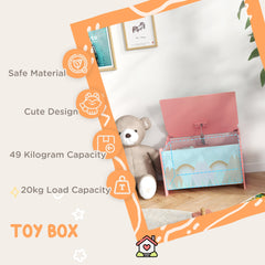 Toy Box, Kids Storage Chest with Lid, Safety Hinges and Groove Handles, Toy Storage Organizer with Mountain Pattern for Boys, Girls, Green