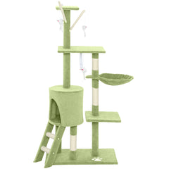 53" Cat Tree Tower, Kitten Activity Centre with Scratching Posts, Condo, Perches, Ladder, Hammock, Dangling Toys, Grey