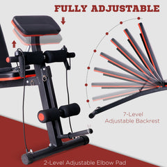 Foldable Press Bench Adjustable Dumbbell, Weight Training Bench Exercises Gym Chair, Black & Red