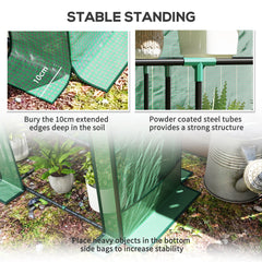 Mini Greenhouse with 3 Tier Shelves, 3 Roll-Up Doors for Indoor Outdoor, Green