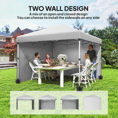 10' x 10' Pop Up Canopy with Sidewalls, Roller Bag, Height Adjustable Instant Tent for Outdoor, Garden, Patio, Black