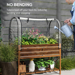 Raised Garden Bed with Cover, Metal Elevated Planter Box with Bottom Shelf and Liner, Black