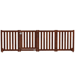 23.5"H Foldable Dog Gate with Door, 4 Panels Freestanding Pet Gate Barriers Indoor with Support Feet, Puppy Fence for Dogs, White