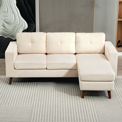 Sectional Sofa with Changeable Chaise Lounge, 3 Seat L-Shaped Small Space Sofa, Upholstered Couch for Small Space, Dark Grey