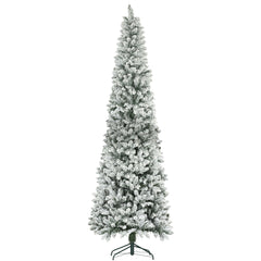 6ft Pencil Christmas Tree, Flocked Tree with 479 Branch Tips and Metal Base for Home, Indoor, Holiday