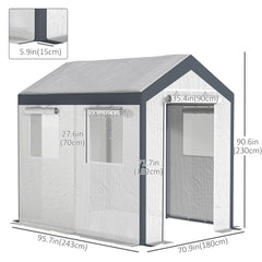 8' x 6' x 7.5' Heavy-duty Walk-in Greenhouse Outdoor Vegetable Plants Growing Warm House Seed Plant Growth Tent Polytunnel Shelter White