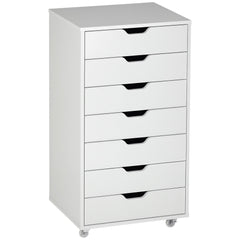 7-drawer Vertical File Cabinet for Home Office, Storage Cabinet with Wheels, 18.7"x15.6"x35.4", Black