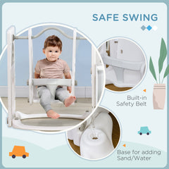 6-in-1 Slide and Swing Set Baby Swing Playset Indoor with Basketball Hoop, Climber, Storage Space, Telescope, Grey