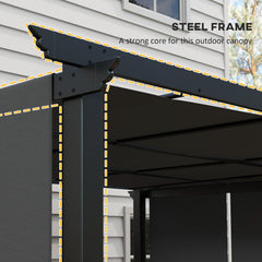 10' x 10' Metal Pergola, Outdoor Pergola with Retractable Canopy, for Garden, Patio, Backyard, Deck, Charcoal Grey