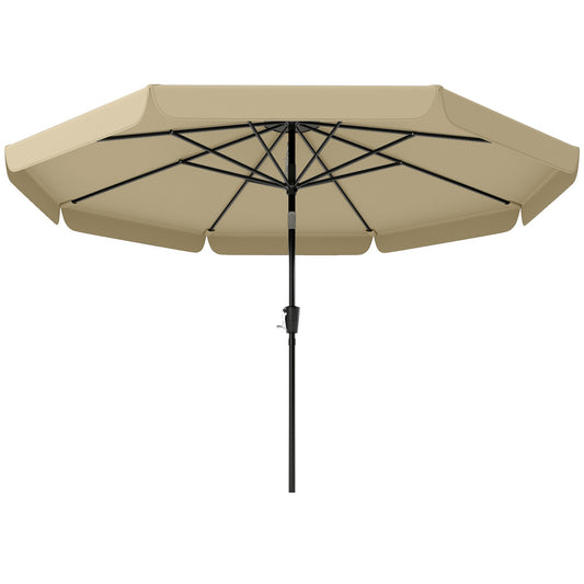 10 ft Patio Umbrella with Push Button Tilt and Crank, Outdoor Market Table Umbrella Parasol, Khaki