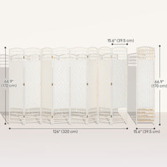 4 Panel Folding Room Divider, Portable Privacy Screen, Wave Fiber Room Partition for Home Office, Black