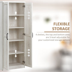 63" Kitchen Storage Cabinet, 5-tier Pantry Cabinet with Doors and Adjustable Shelves for Dining Room, Black