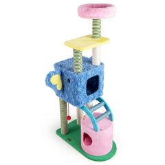 61 Inch Elephant Cat Tree with Two Condos, a Crinkle Ear and a Sisal Ramp