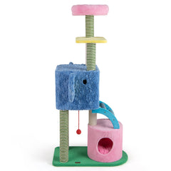 61 Inch Elephant Cat Tree with Two Condos, a Crinkle Ear and a Sisal Ramp