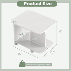 End Table Set of 2 2-Tier Sofa Side Tables with Storage Shelf-White