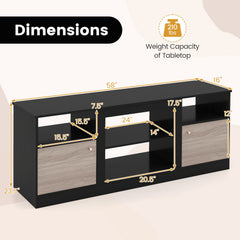 Entertainment Center with Adjustable Shelf & Open Compartment for 65” TVs-Black