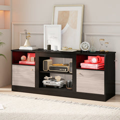 Entertainment Center with Adjustable Shelf & Open Compartment for 65” TVs-Black